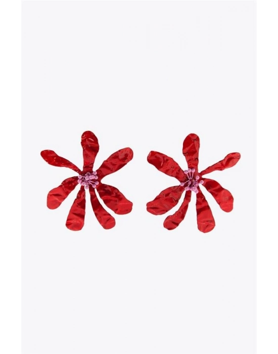Çiçek Küpe - Kırmızı
