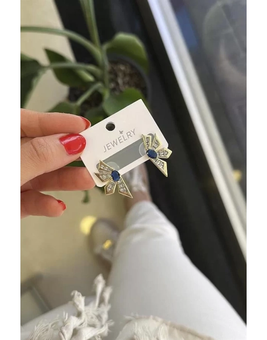 Çiçek Küpe - Mavi