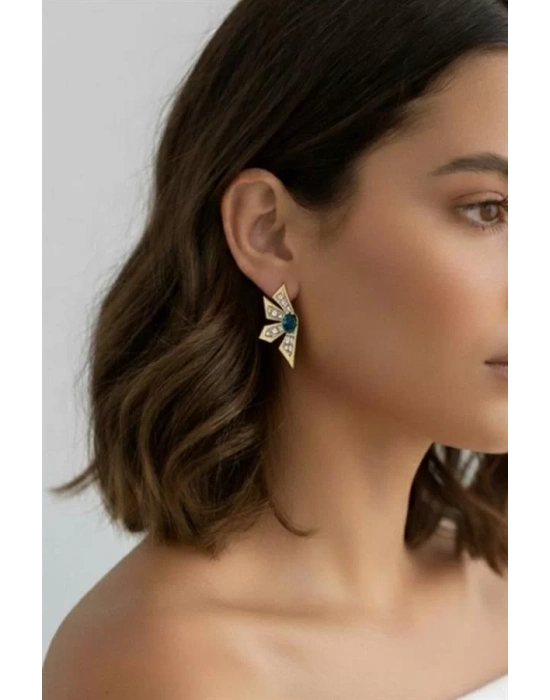 Çiçek Küpe - Mavi