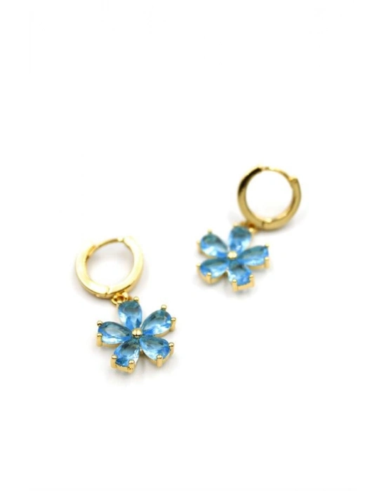 Çiçek Küpe - Mavi