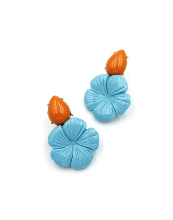 Çiçek Küpe - Turkuaz