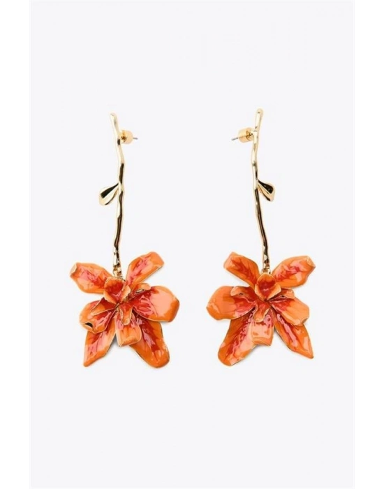 Çiçek Küpe - Turuncu