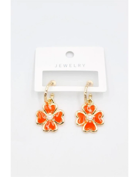 Çiçek Küpe - Turuncu