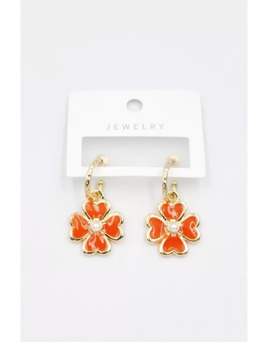 Çiçek Küpe - Turuncu