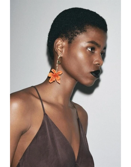 Çiçek Küpe - Turuncu