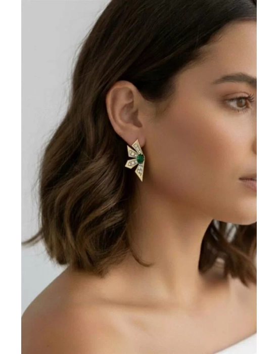 Çiçek Küpe - Yeşil