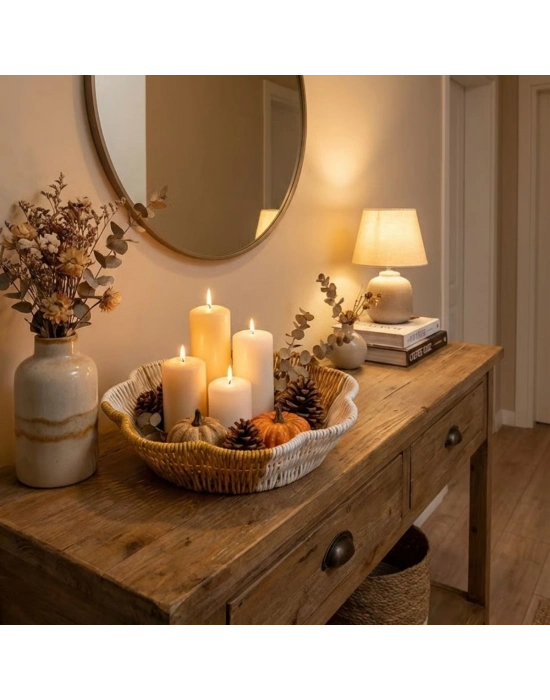 ®  Çiçek Model Çift Renkli Plastik Rattan Ekmek ve Meyve Sepeti - Çok Amaçlı Banyo ve Mutfak Düzenleyici - Yıkanabilir Organizer