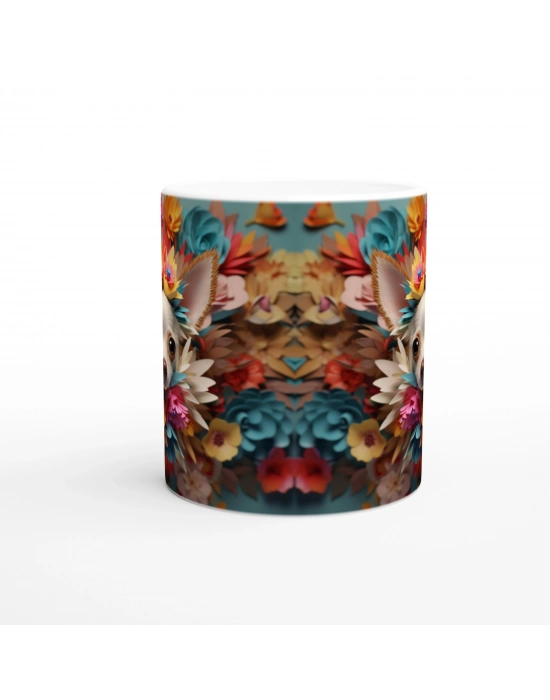 Çiçek Taçlı Chihuahua Temalı Baskılı Kupa Bardak