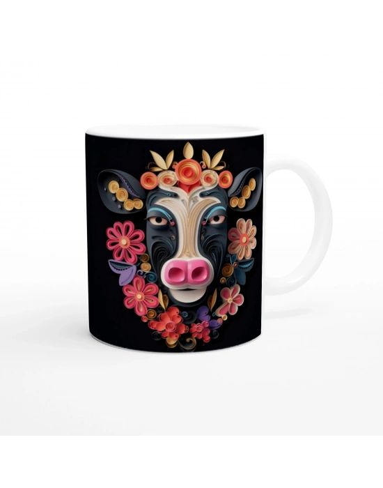 Çiçek Taçlı Neşeli İnek Kupa Bardak