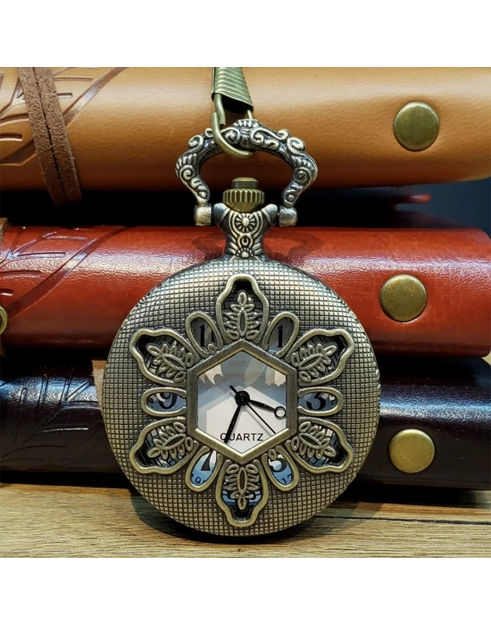 Çiçek Tasarımlı Köstekli Cep Saati