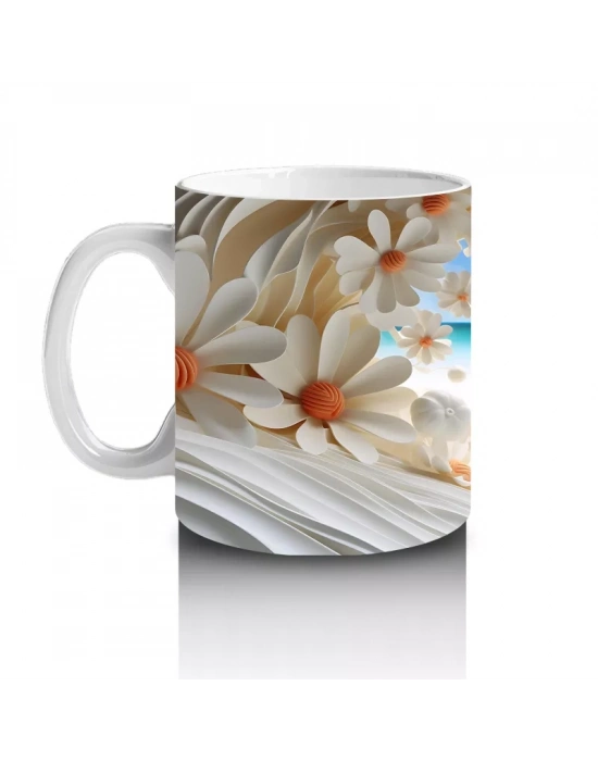 Çiçek Tünelinden Mavi Deniz Manzarası – Yaz Temalı Kupa Bardak