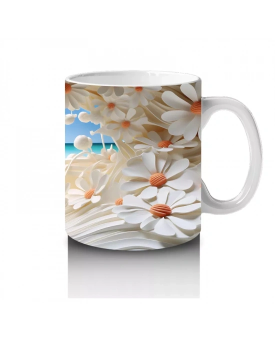 Çiçek Tünelinden Mavi Deniz Manzarası – Yaz Temalı Kupa Bardak