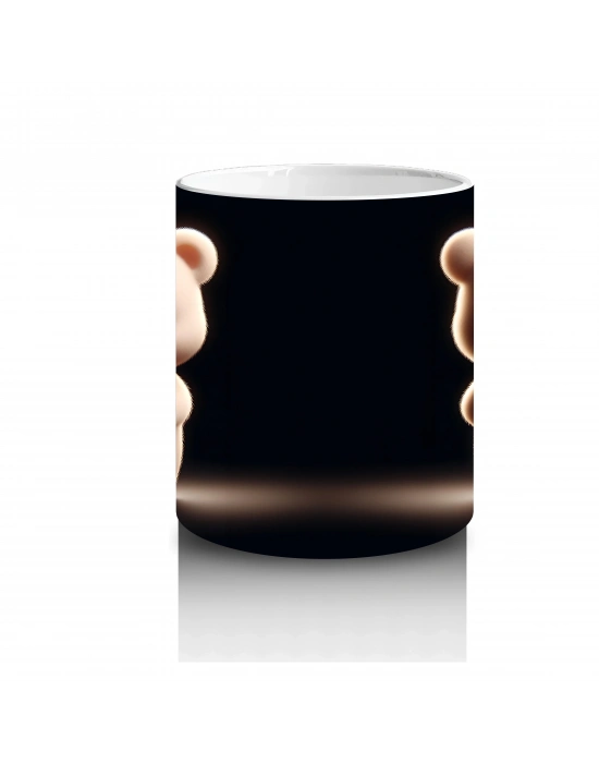 Çiçek Tutan Sevimli Ayıcık Figürü – Baskılı Kahve Kupası