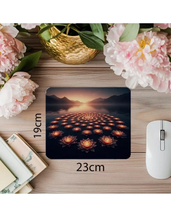 Çiçekle Kurulan Simetri Mouse Pad - 19x23 cm 2 mm Dikdörtgen İthal Baskılı Mouse Pad