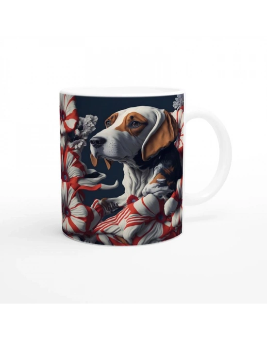 Çiçekler Arasında Basset Hound Temalı Baskılı Kupa Bardak