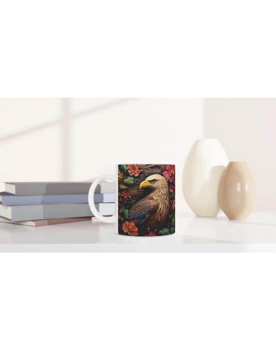 Çiçekler Arasında Kartal Gücü Kupa Bardak