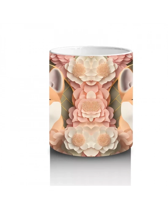 Çiçekler Arasında Neşeli Shiba İnu – Baskılı Kahve Kupası