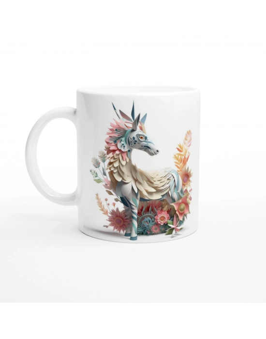 Çiçeklerle Bezeli Mitolojik At Kupa Bardak