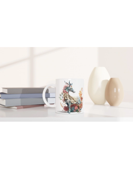 Çiçeklerle Bezeli Mitolojik At Kupa Bardak