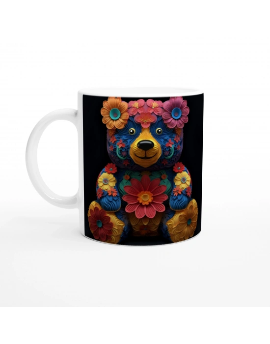 Çiçekli Ayıcık Baskılı Kupa Bardak