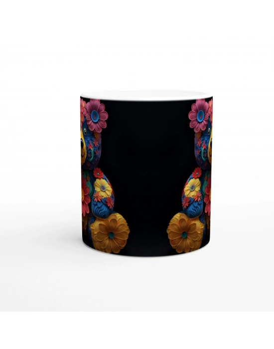 Çiçekli Ayıcık Baskılı Kupa Bardak