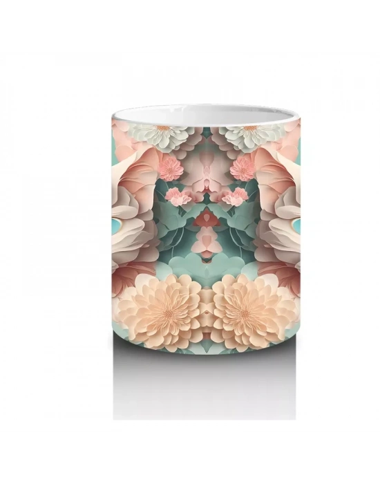 Çiçekli Ayna Efektiyle Yavru Kediler – Baskılı Kahve Kupası