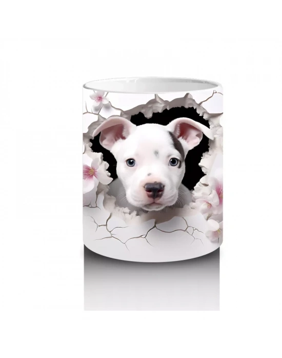 Çiçekli Dikenler Arasında Sevimli Köpek – Baskılı Kahve Kupası