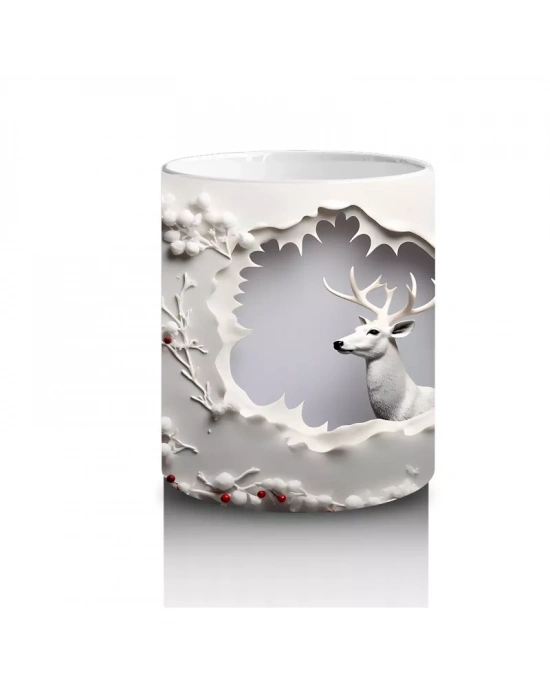 Çiçekli Duvar Desenli Minik Geyik – Baskılı Kahve Kupası