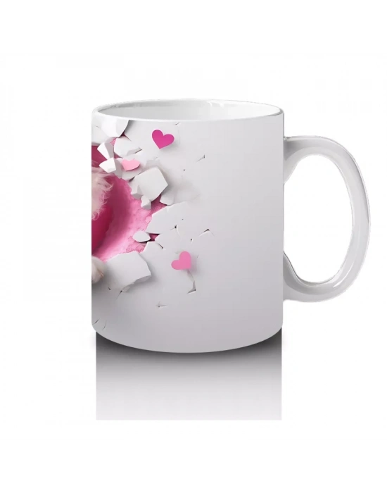 Çiçekli Duvar Desenli Tatlı Köpek – Baskılı Kahve Kupası