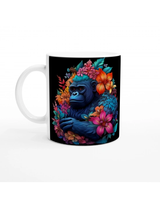 Çiçekli Goril Baskılı Kupa Bardak