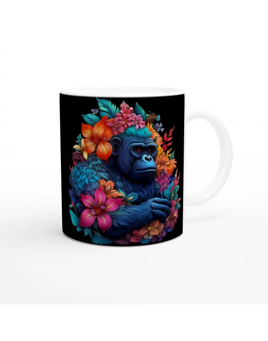 Çiçekli Goril Baskılı Kupa Bardak
