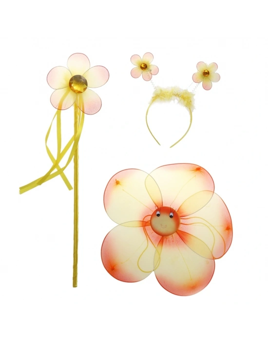 Çiçekli Kanat Seti 3 Parça - Sarı