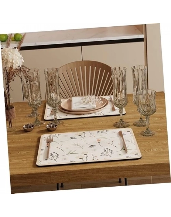 Çiçekli Kaymaz Servis Matı