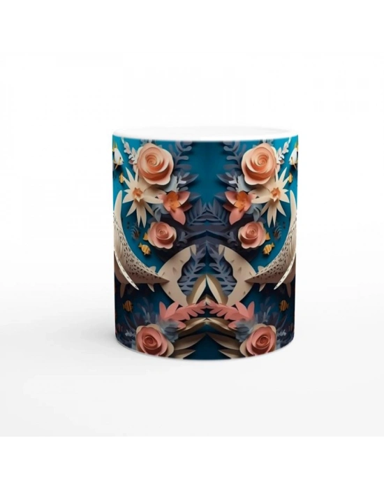 Çiçekli Köpek Balığı Baskılı Kupa Bardak