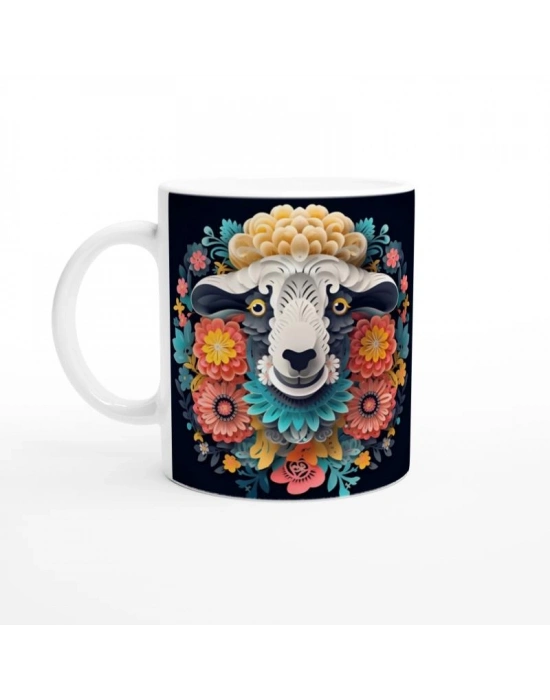 Çiçekli Neşeli Koyun Kupa Bardak