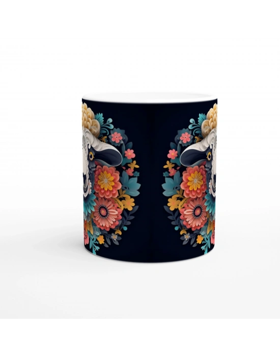 Çiçekli Neşeli Koyun Kupa Bardak