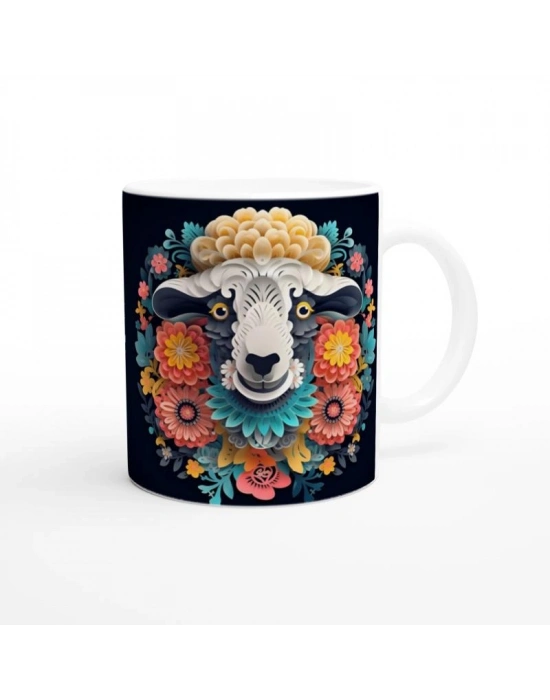 Çiçekli Neşeli Koyun Kupa Bardak