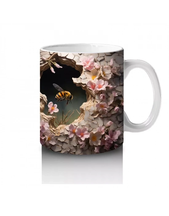 Çiçekli Takılarla Süslenmiş Gotik İnek İllüstrasyonu – Baskılı Kahve Kupası