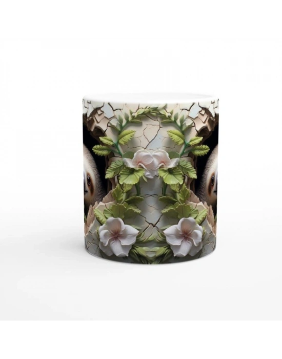 Çiçekli Tembel Hayvan Baskılı Kupa Bardak