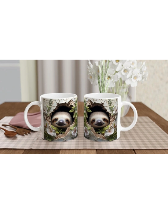 Çiçekli Tembel Hayvan Baskılı Kupa Bardak