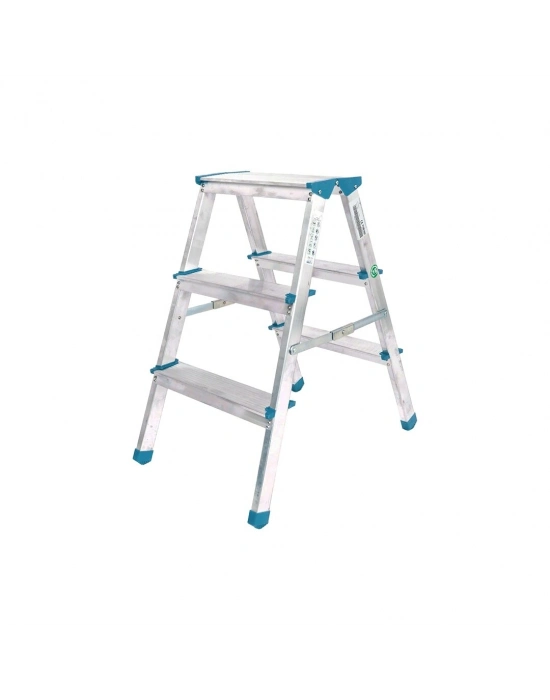 Çift Basamaklı Alüminyum Metal Merdiven Yükseklik 69cm Baş Genişlik 8cm