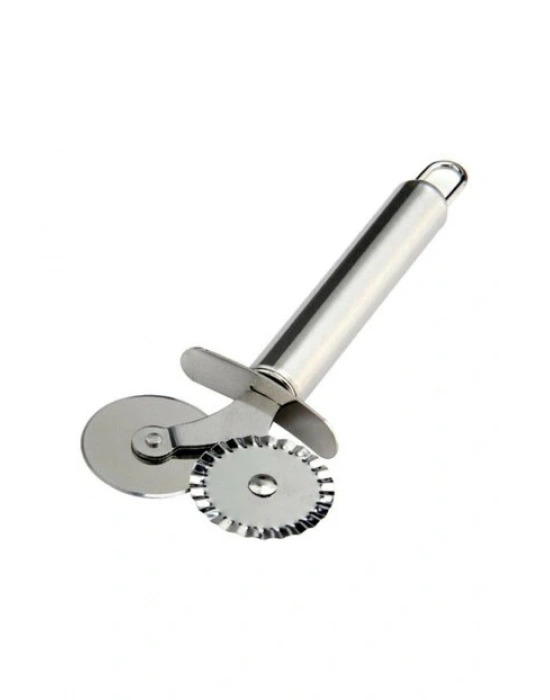 Çift Başlı Metal Pizza Kesici Ve Hamur Ruleti