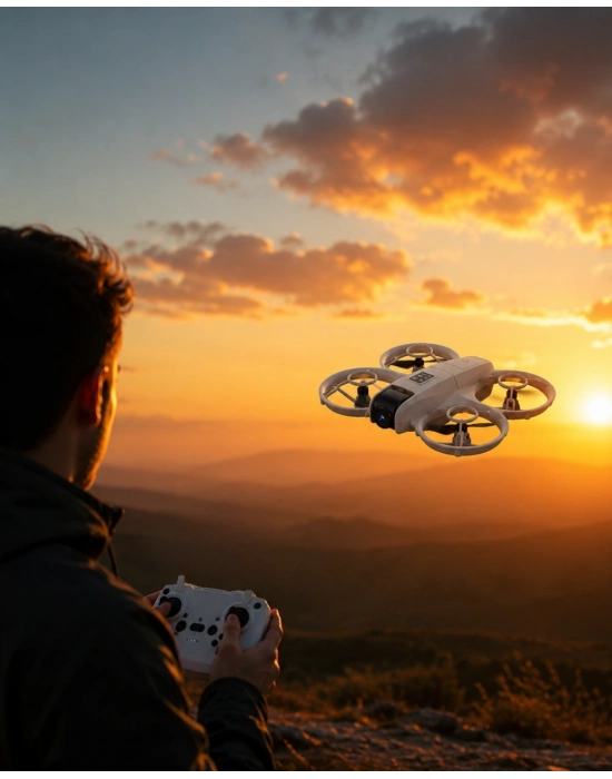 Çift Bataryalı Kameralı Mini Drone Işıklı Akıllı Uçuş Sistemi