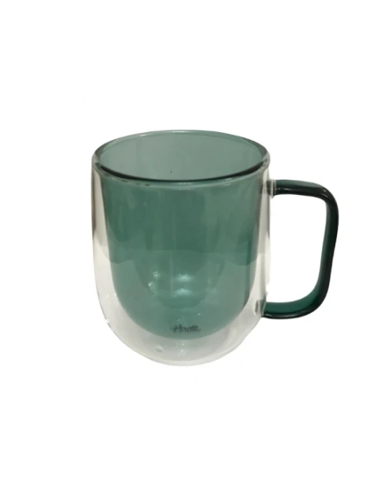 Çift Cidarlı Cam Kupa Yeşil Renk