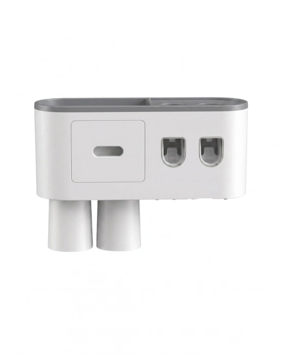 Çift Dispenserli Diş Macunu Sıkacağı 6 Fırçalık Bardaklı Banyo Organizer
