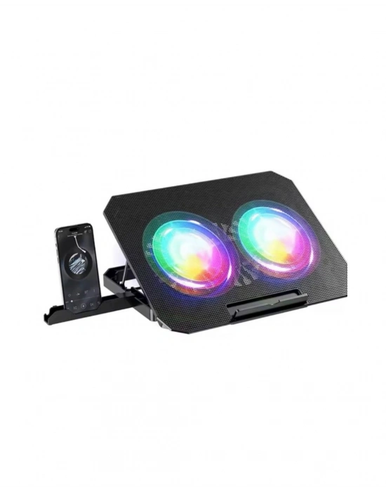 Çift Fanlı Laptop Soğutucu RGB Işıklı Sessiz Notebook Standı