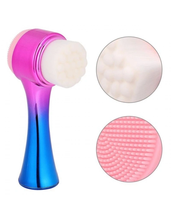 ®  Çift İşlevli Renkli Cilt Yüz Temizleme Fırçası Peeling Masaj Etkili Gözenek Temizleyici Alet