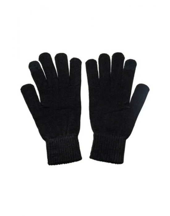 Çift Katlı Kalın Siyah Sıcak Tutan Yün Kışlık Kadın Erkek Eldiven Unisex 1 Çift