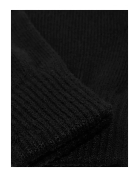 Çift Katlı Kalın Siyah Sıcak Tutan Yün Kışlık Kadın Erkek Eldiven Unisex 1 Çift