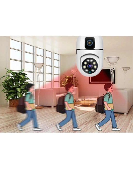 Çift Lensli Duy Girişli Kablosuz Ampul Kamera